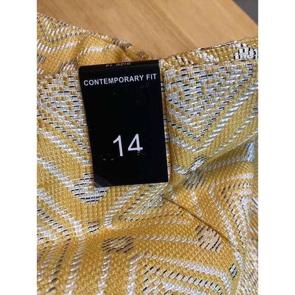 Amanda Chelsea Womens SZ 14 A-Line Skirt NWT Yellow Chevron Brocade Career Zips - Picture 6 of 11